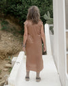 BASERANGE 24 Autumn/Winter Satin Dress Portugal BAS-DRMAX-SS-WI24-ZONG Emerald Brown